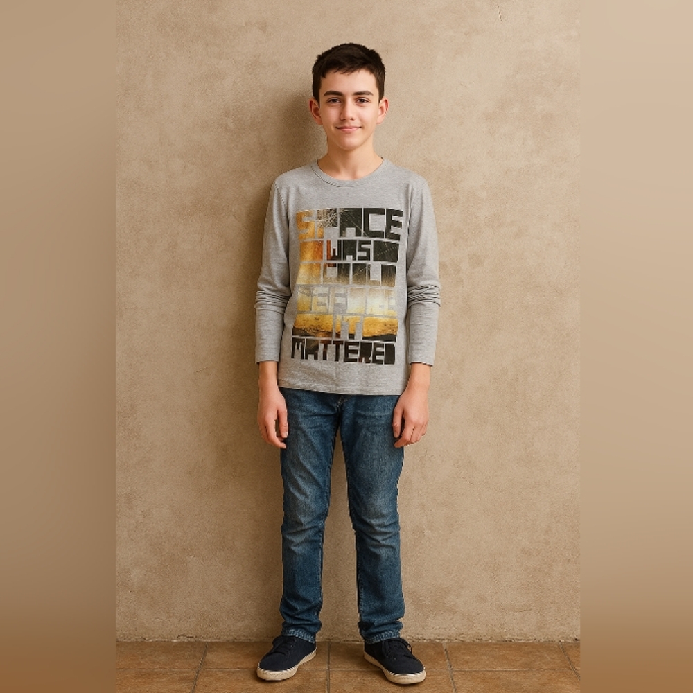 🎈NWOT George Kids Gray Long Sleeve Tee Sz 14